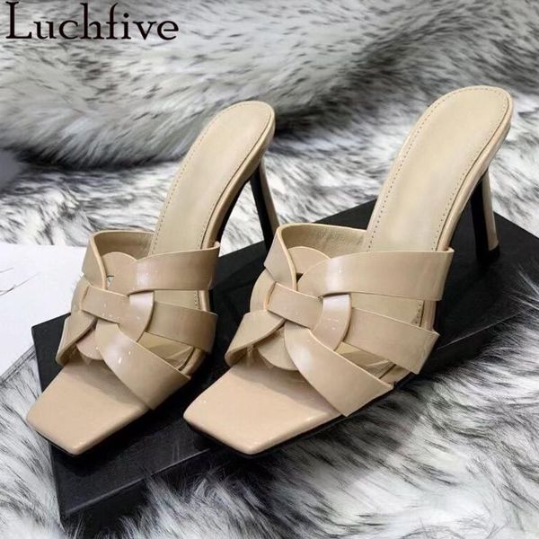 slippers brand cross knitted leather women shoes slip on square toe high heel party nightclub sandalias, Black
slippers brand cross knitted leather women shoes slip on square toe high heel party nightclub sandalias, Black