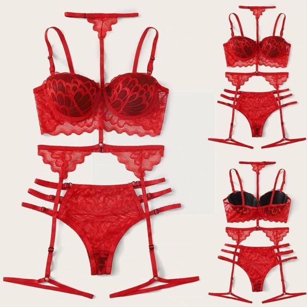 bras sets women lingerie padded underwear set garter femme embroidery up push g-string brief panties bra y7i7, Red;black
bras sets women lingerie padded underwear set garter femme embroidery up push g-string brief panties bra y7i7, Red;black