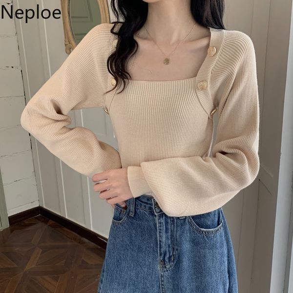 neploe knitted cropped pullovers square collar button long sleeve slim fit sweaters women solid loose jumper pull femme 210422, White;black
neploe knitted cropped pullovers square collar button long sleeve slim fit sweaters women solid loose jumper pull femme 210422, White;black