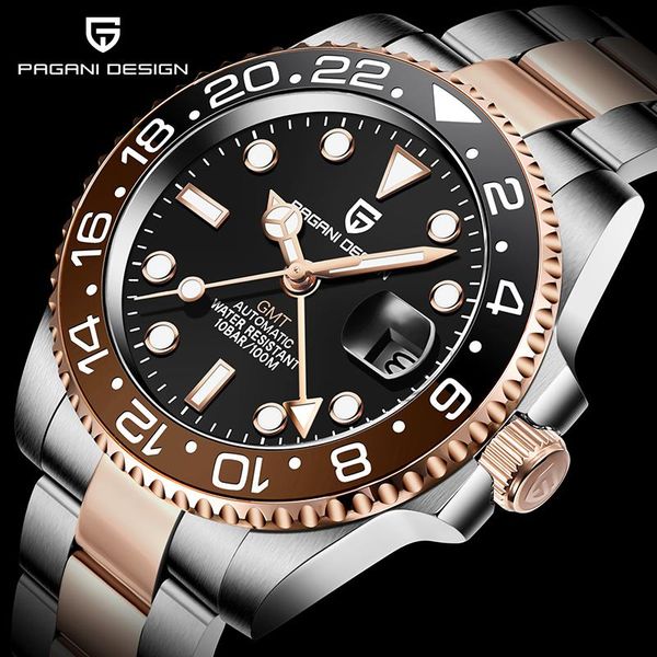 wristwatches pagani design 40mm sports men watch sapphire glass gmt automatic watches brand waterproof mechanical wristwatch reloj hombr, Slivery;brown
wristwatches pagani design 40mm sports men watch sapphire glass gmt automatic watches brand waterproof mechanical wristwatch reloj hombr, Slivery;brown