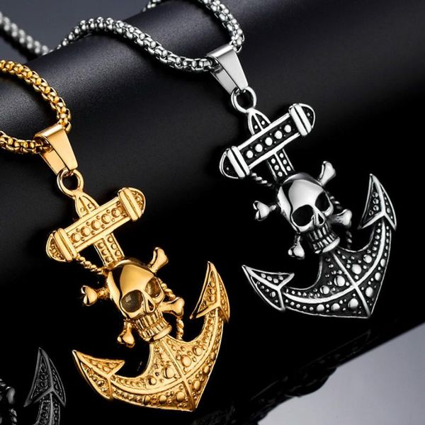 men ornament's titanium steel pendant necklace anchor skeleton stainless necklaces, Silver
men ornament's titanium steel pendant necklace anchor skeleton stainless necklaces, Silver