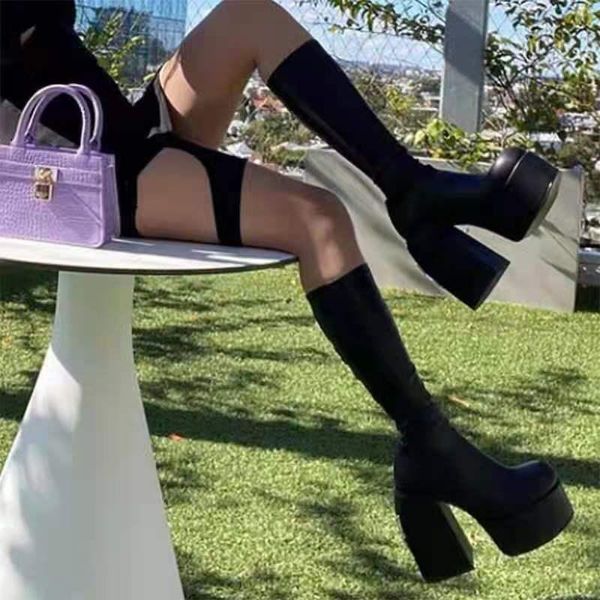 boots fashion punk women high chunky winter platform shoes thick heel knee elastic microfiber autumn ankle boot, Black
boots fashion punk women high chunky winter platform shoes thick heel knee elastic microfiber autumn ankle boot, Black
