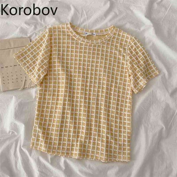 korobov summer new women t shirts korean sweet plaid female t shirt preppy style o neck short sleeve tee 210430, White
korobov summer new women t shirts korean sweet plaid female t shirt preppy style o neck short sleeve tee 210430, White