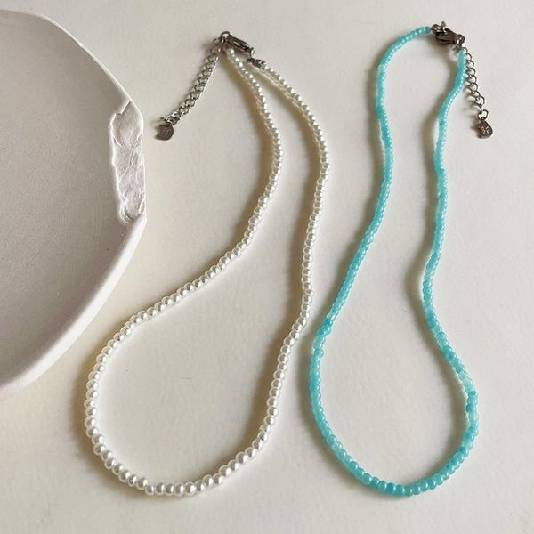 chains aomu summer fashion blue white crystal beaded necklace female temperament simple imitation pearl clavicle for women jewelry, Silver
chains aomu summer fashion blue white crystal beaded necklace female temperament simple imitation pearl clavicle for women jewelry, Silver