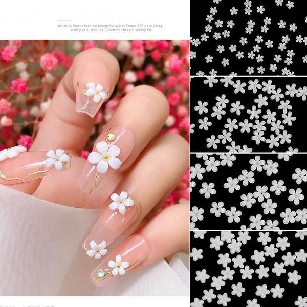 nail art decorations 500/100 pcs white resin five petal flowers for manicure mix size gold silver metal beads nails accessories, Silver;gold 
nail art decorations 500/100 pcs white resin five petal flowers for manicure mix size gold silver metal beads nails accessories, Silver;gold