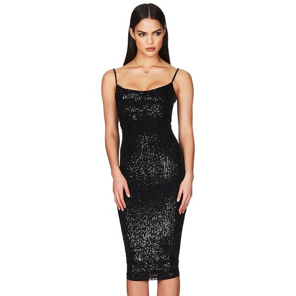 summer women spaghetti strap black sequins midi dress sleeveless celebrity evening runway club party dresses 210423, Black;gray
summer women spaghetti strap black sequins midi dress sleeveless celebrity evening runway club party dresses 210423, Black;gray