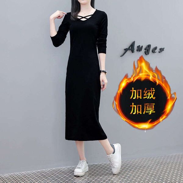 fat casual mm dresses plush thickened temperament autumn winter large women's dress with waistline and slim black skirt, Black;gray
fat casual mm dresses plush thickened temperament autumn winter large women's dress with waistline and slim black skirt, Black;gray