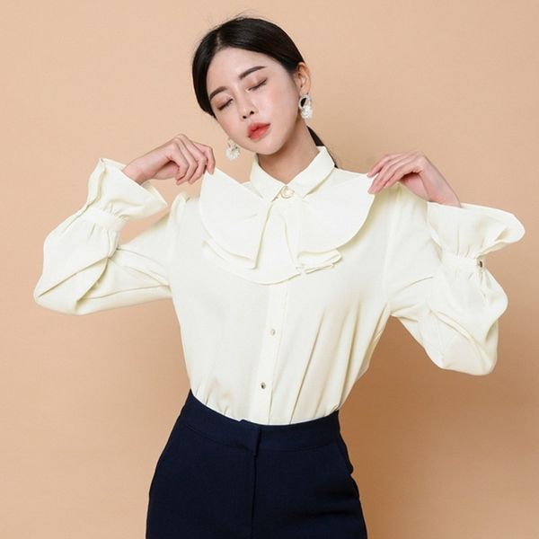 spring solid single breasted ruffles flare sleeve shirt fashin office lady blouse female casual basic shirt 210514, White
spring solid single breasted ruffles flare sleeve shirt fashin office lady blouse female casual basic shirt 210514, White