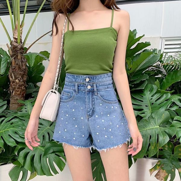 shorts women's high waisted short jeans with rough edge and big size in summer, White;black
shorts women's high waisted short jeans with rough edge and big size in summer, White;black