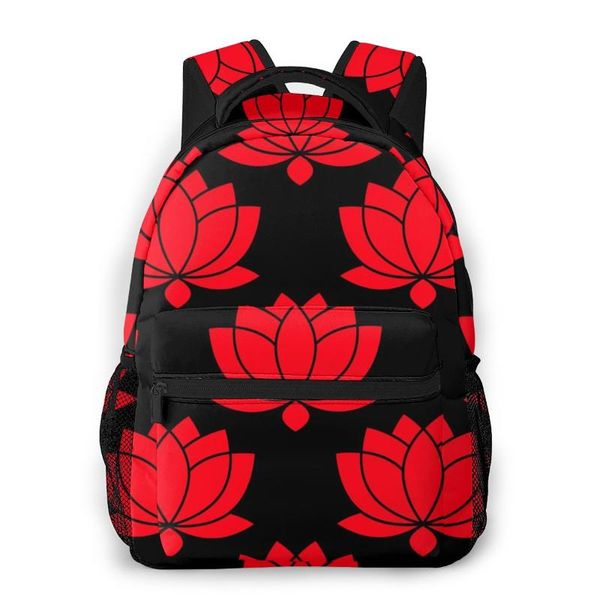 backpack mountaineering red botanical lotus flower shoulder bags backpacks