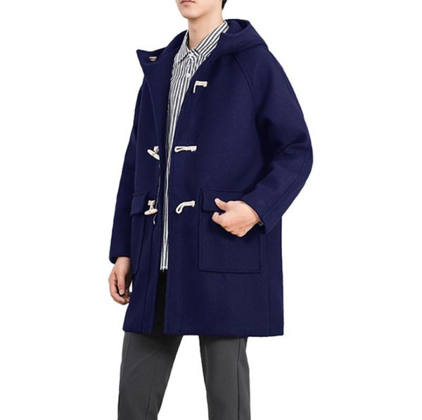 men's trench coats 2021 winter hooded woolen coat men casual horn button jacket with cotton thicken green black blue plus size 5xl for, Tan;black
men's trench coats 2021 winter hooded woolen coat men casual horn button jacket with cotton thicken green black blue plus size 5xl for, Tan;black
