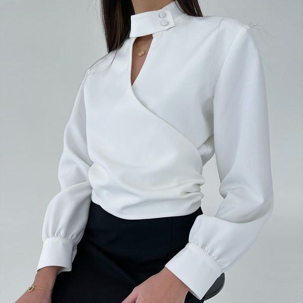 women's blouses & shirts spring autumn 2021 solid high collar hollow out long sleeve buttons chic elegant office ladies, White
women's blouses & shirts spring autumn 2021 solid high collar hollow out long sleeve buttons chic elegant office ladies, White