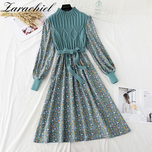 fashion autumn winter knit patchwork corduroy vintage women long lantern sleeve flower print slim bandage midi dress 210416, Black;gray
fashion autumn winter knit patchwork corduroy vintage women long lantern sleeve flower print slim bandage midi dress 210416, Black;gray