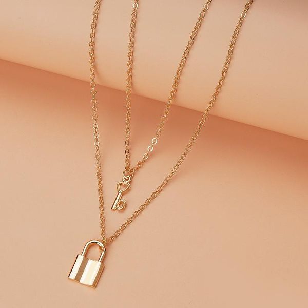 pendant necklaces product simple ins necklace fashion personality couple clavicle chain retro love lock key, Silver
pendant necklaces product simple ins necklace fashion personality couple clavicle chain retro love lock key, Silver