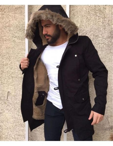 plus size designer fashion jackets casual long sleeve solid color hooded fleece jackets mens winter jacket, Black;brown 
plus size designer fashion jackets casual long sleeve solid color hooded fleece jackets mens winter jacket, Black;brown