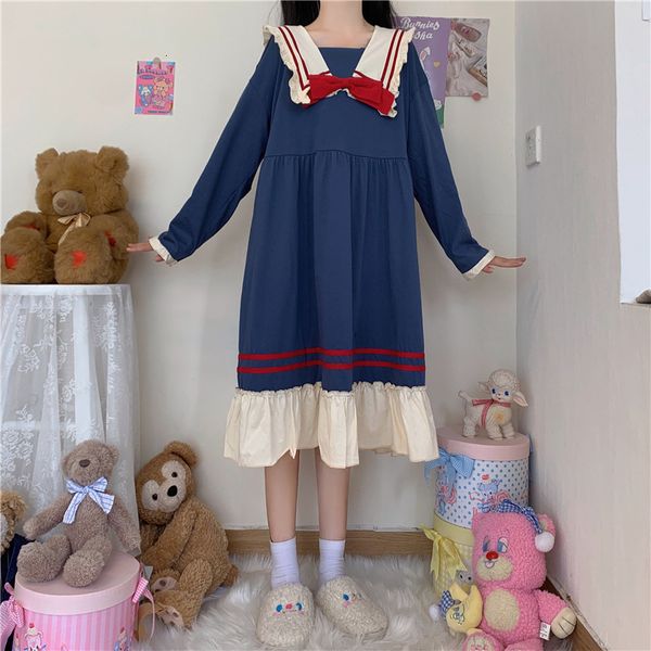 lolita kawaii nightgowns women cute girls blue pajamas sailor fairy princess sleepwear vintage long sleeve sleep lounge, White;black
lolita kawaii nightgowns women cute girls blue pajamas sailor fairy princess sleepwear vintage long sleeve sleep lounge, White;black