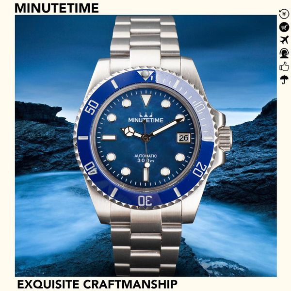 wristwatches minutetime nh35 movement automatic waterproof watch green lume sapphire stainless steel date blue pearl dial reloj, Slivery;brown
wristwatches minutetime nh35 movement automatic waterproof watch green lume sapphire stainless steel date blue pearl dial reloj, Slivery;brown