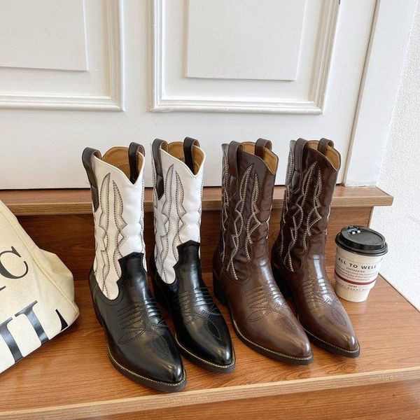 boots 2021 punk style autumn winter boot slip-on mid calf stitching color heel lady shoes fashion elegance pointed toe, Black
boots 2021 punk style autumn winter boot slip-on mid calf stitching color heel lady shoes fashion elegance pointed toe, Black