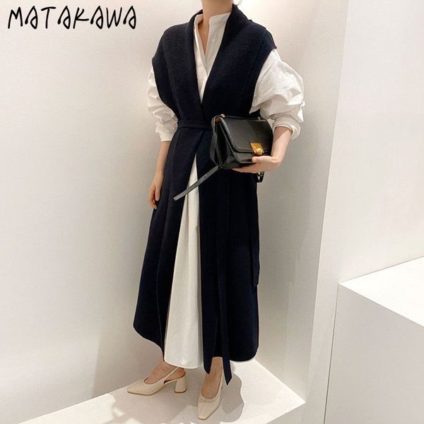 matakawa autumn long lace up waist sweater woman dress sleeveless knitted sweater vestidos korea ins solid femme robe 210513, Black;gray
matakawa autumn long lace up waist sweater woman dress sleeveless knitted sweater vestidos korea ins solid femme robe 210513, Black;gray