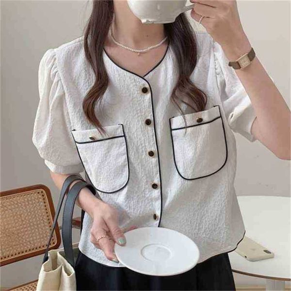 white comfortable all match shirts femme short sleeves chic lady ol loose slim brief sweet casual blouses 210525
white comfortable all match shirts femme short sleeves chic lady ol loose slim brief sweet casual blouses 210525
