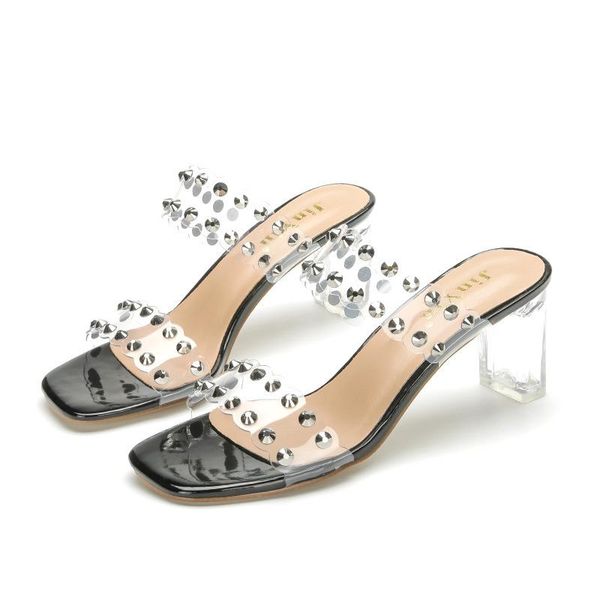 dress shoes 2021 pvc jelly crystal slippers open toed high heels women transparent heel sandals square zapatos, Black
dress shoes 2021 pvc jelly crystal slippers open toed high heels women transparent heel sandals square zapatos, Black