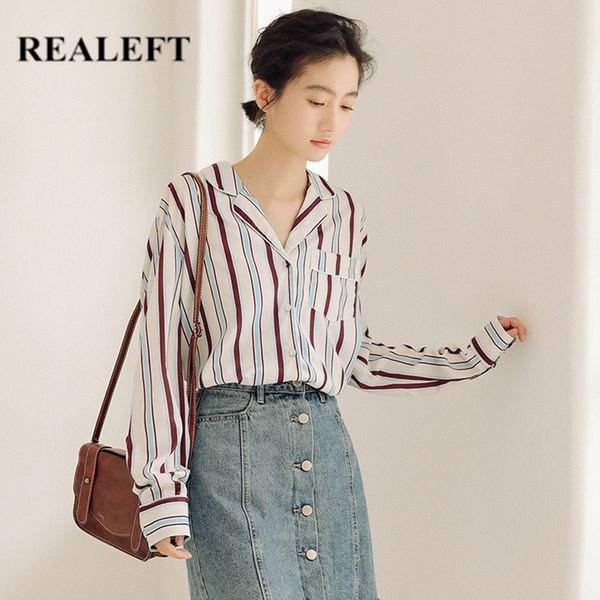 spring striped women's shirt female blouse long sleeve turn-down collar korean ol style women loose blouses 210428, White
spring striped women's shirt female blouse long sleeve turn-down collar korean ol style women loose blouses 210428, White