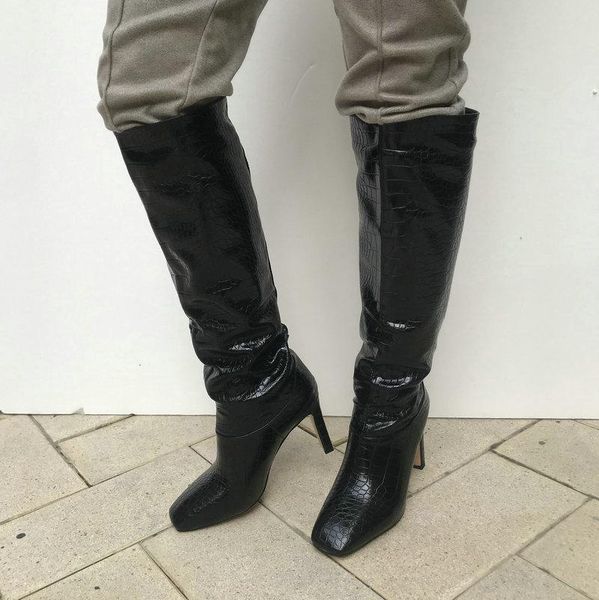 boots print leather square toe knee high woman fashion block heel lazy burgundy green brown black winter shoes
boots print leather square toe knee high woman fashion block heel lazy burgundy green brown black winter shoes