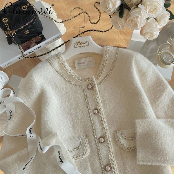 women's knits & tees heavy pearl decoration for women 2021 autumn fashion temperament mink wool cardigan long-sleeve loose sweater coa, White
women's knits & tees heavy pearl decoration for women 2021 autumn fashion temperament mink wool cardigan long-sleeve loose sweater coa, White