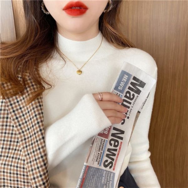 knitwear womens autumn and winter 2021 new black half high neck sweater bottomed shirt with slim fit top, White;black
knitwear womens autumn and winter 2021 new black half high neck sweater bottomed shirt with slim fit top, White;black
