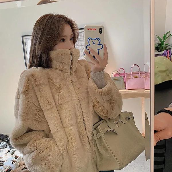 women's fur & faux winter solid mink coat women korean thicken warm stand-up collar fluffy coats fashion zipper oversized, Black
women's fur & faux winter solid mink coat women korean thicken warm stand-up collar fluffy coats fashion zipper oversized, Black