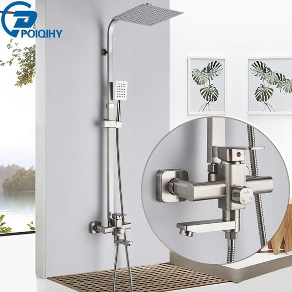 brushed nickel bath shower mixer faucet rotating tub spout wall mount 8" rainfall head with handshower set bathroom sets
brushed nickel bath shower mixer faucet rotating tub spout wall mount 8" rainfall head with handshower set bathroom sets