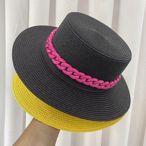 net red chain flat leisure sunshade travel vacation straw sun sunscreen hat, Yellow
net red chain flat leisure sunshade travel vacation straw sun sunscreen hat, Yellow