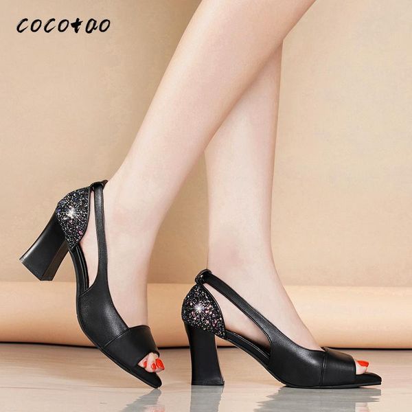 sandals women's summer with thick and fish mouth shoes rhinestone hollow out wild work 2021, Black
sandals women's summer with thick and fish mouth shoes rhinestone hollow out wild work 2021, Black