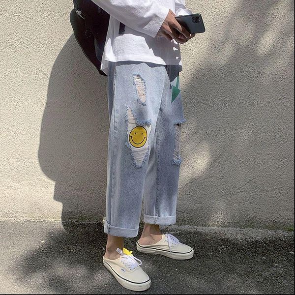 summer ripped boyfriend men women jean loose high waist cool couple mujer vaqueros hip hop smile, Blue
summer ripped boyfriend men women jean loose high waist cool couple mujer vaqueros hip hop smile, Blue