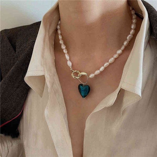 ghidbk baroque natural freshwater pearls glass blue heart pendant chokers necklaces handmade statement street style necklace, Silver
ghidbk baroque natural freshwater pearls glass blue heart pendant chokers necklaces handmade statement street style necklace, Silver