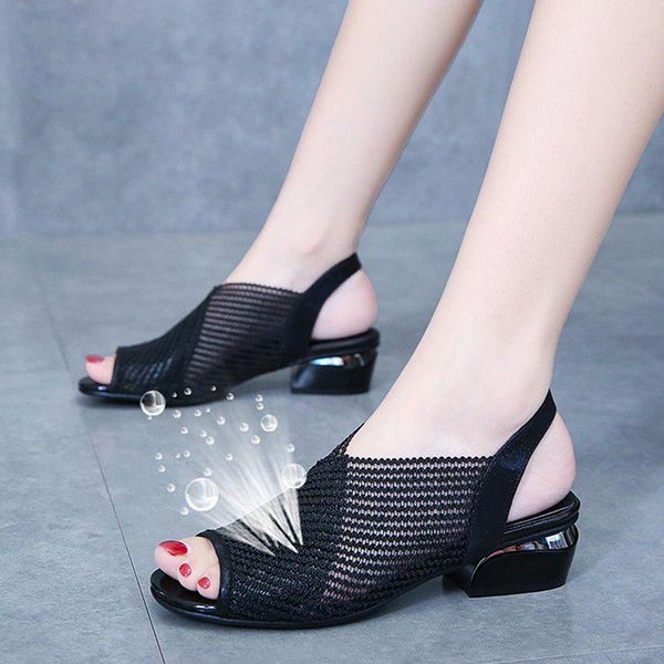 dress shoes 2021 summer thick-heeled women's sandals european american sets of feet fish mouth mesh breathable sandal female plus size, Black
dress shoes 2021 summer thick-heeled women's sandals european american sets of feet fish mouth mesh breathable sandal female plus size, Black