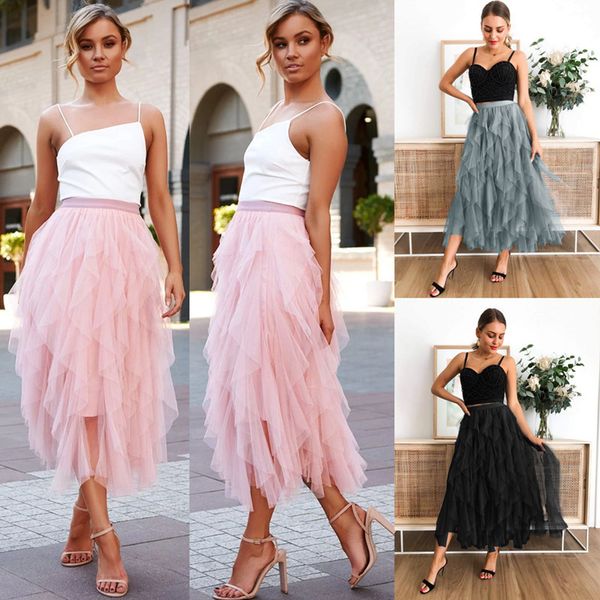 women irregular tulle skirts fashion elastic high waist mesh tutu pleated long midi saias faldas jupe femmle 210517, Black;gray
women irregular tulle skirts fashion elastic high waist mesh tutu pleated long midi saias faldas jupe femmle 210517, Black;gray