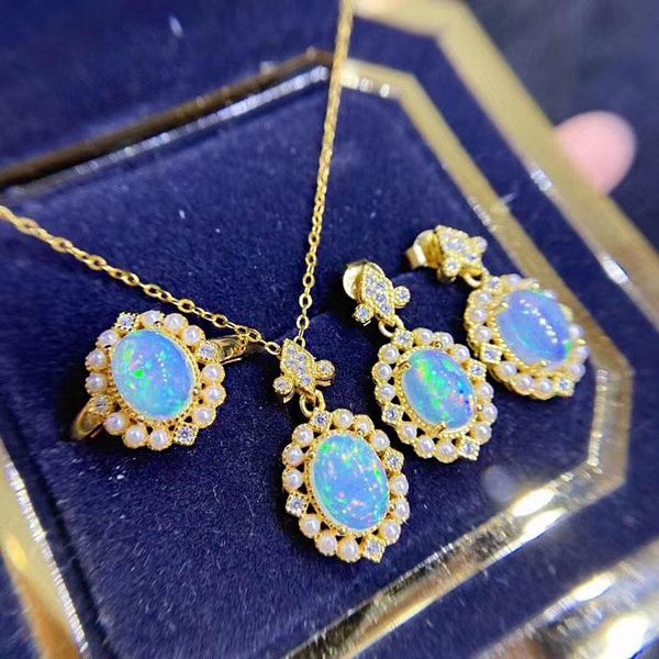 earrings & necklace luxury imitation opals jewelry set for women gold color suit earring ring fashion accessories gifts kbs124, Silver
earrings & necklace luxury imitation opals jewelry set for women gold color suit earring ring fashion accessories gifts kbs124, Silver