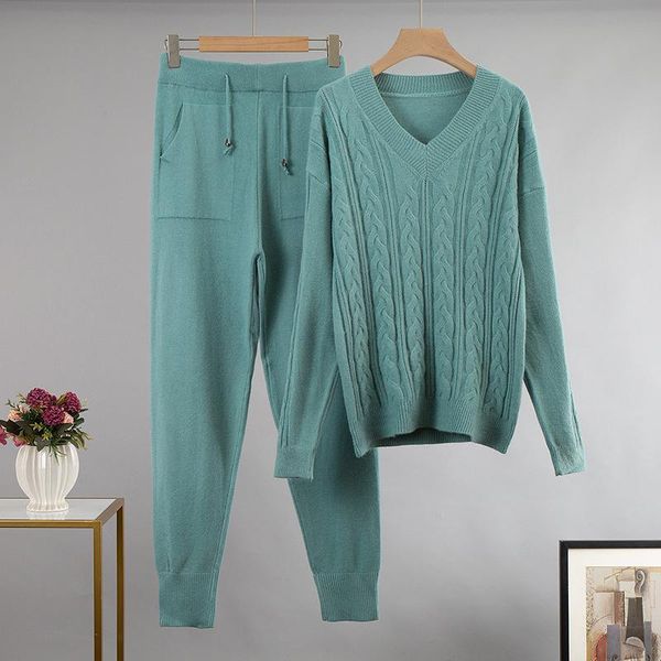 women's two piece pants loose women autumn knitted tracksuits winter cashmere v neck sweater with pocket harem 2 warm sets outfits, White
women's two piece pants loose women autumn knitted tracksuits winter cashmere v neck sweater with pocket harem 2 warm sets outfits, White