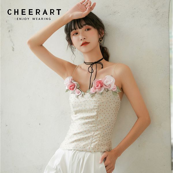 polka dot cami women floral appliques backless crop summer spaghetti strap designer 210427, White
polka dot cami women floral appliques backless crop summer spaghetti strap designer 210427, White