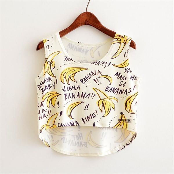 women tanks arrival summer for cropped tees banana print dress sleeveless t shirt, White
women tanks arrival summer for cropped tees banana print dress sleeveless t shirt, White