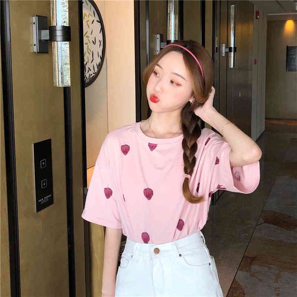 strawberry printed causal loose 3 sizes white pink college wind halajuku women fashion short sleeve o-neck t-shirts 210522
strawberry printed causal loose 3 sizes white pink college wind halajuku women fashion short sleeve o-neck t-shirts 210522