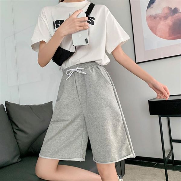 wide leg summer casual fashion women short high waist loose solid trousers drawstring female sports, White;black
wide leg summer casual fashion women short high waist loose solid trousers drawstring female sports, White;black