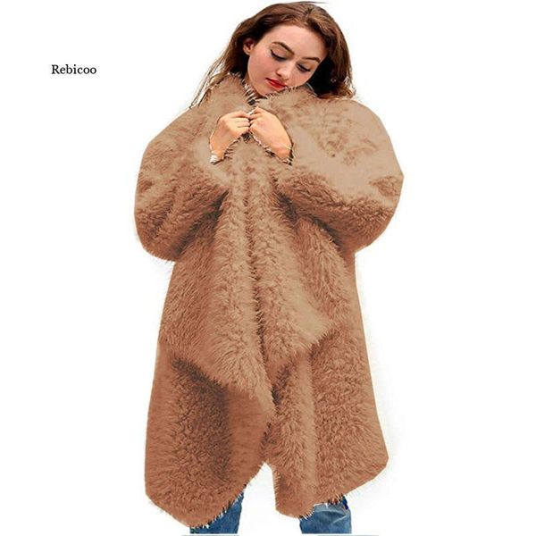 women's wool & blends women fur long coat spring autumn cardigan fleece loose high street jacket solid open stitch flocking, Black
women's wool & blends women fur long coat spring autumn cardigan fleece loose high street jacket solid open stitch flocking, Black