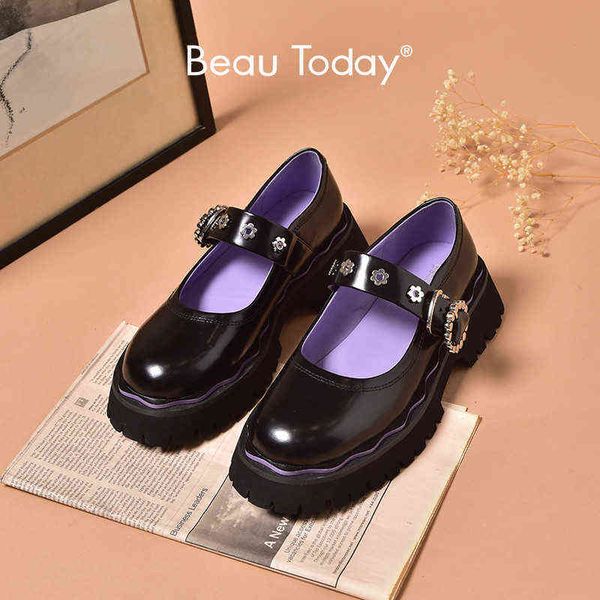 women's thick lolita cow leather shoes with metal eyelets round buckle belt jk platform 2 9, Black
women's thick lolita cow leather shoes with metal eyelets round buckle belt jk platform 2 9, Black