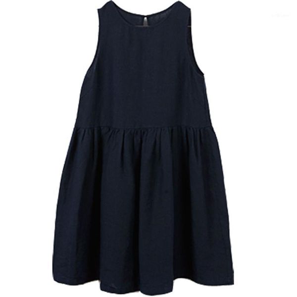 women summer dress casual solid sleeveless o-neck cotton and linen dresses plus size, Black;gray
women summer dress casual solid sleeveless o-neck cotton and linen dresses plus size, Black;gray