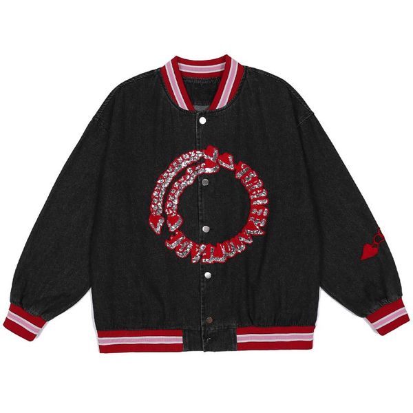 men's jackets hip hop baseball jacket casual denim coat love sequins chain embroidery streetwear autumn men oversized, Black;brown
men's jackets hip hop baseball jacket casual denim coat love sequins chain embroidery streetwear autumn men oversized, Black;brown