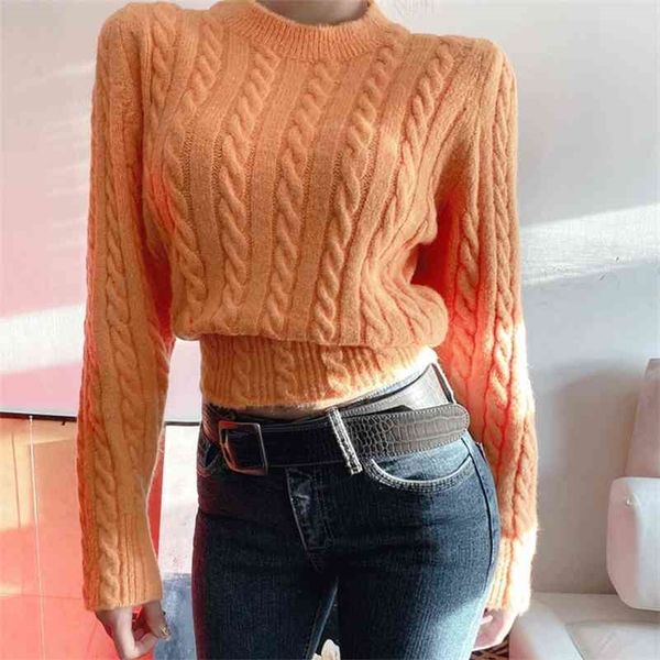 high waist short sweater women autumn hedging twist fashion korean style slim round neck knit 210416, White;black
high waist short sweater women autumn hedging twist fashion korean style slim round neck knit 210416, White;black