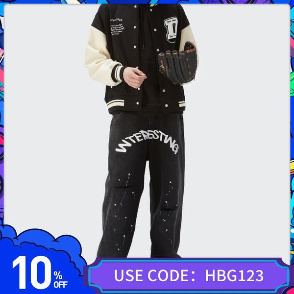 men's jeans 2021 harajuku letter print men autumn low waist cotton washed hole loose casual straight baggy streetwear, Blue
men's jeans 2021 harajuku letter print men autumn low waist cotton washed hole loose casual straight baggy streetwear, Blue
