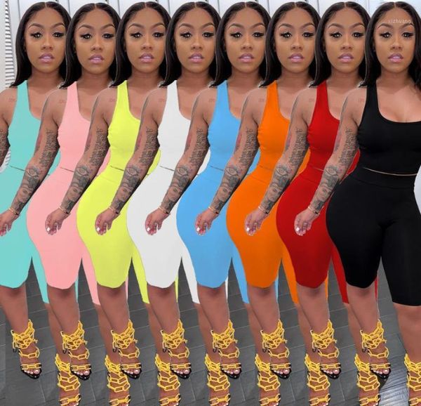casual shorts sports women tracksuits 2021 summer round neck sleeveless solid skinny nightclub party 2pcs real image women's, Gray
casual shorts sports women tracksuits 2021 summer round neck sleeveless solid skinny nightclub party 2pcs real image women's, Gray